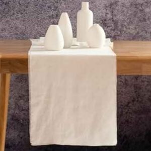 Elegant White French Linen Table Runner